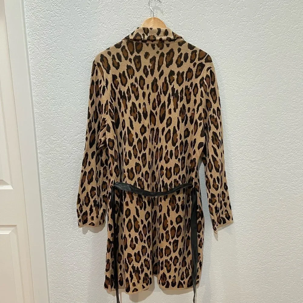 Chico’s Belted Animal Jacquard Mabel Cardigan Size 3 - Picture 8 of 12